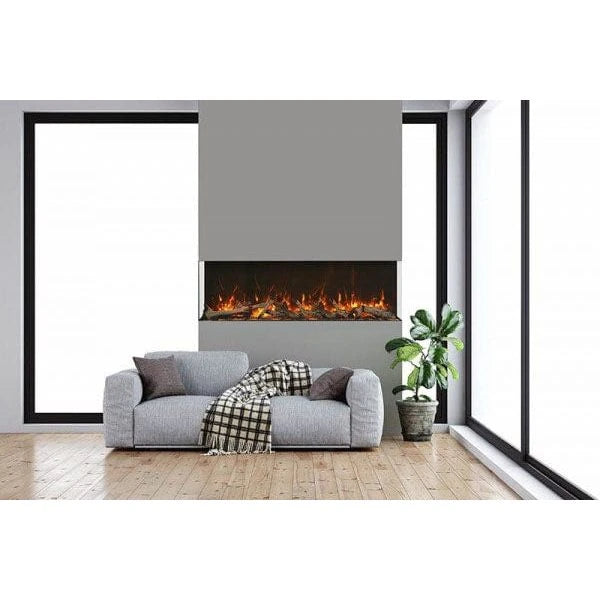 Amantii Panorama Tru View Extra Tall & Deep 60-inch 3-Sided Built In Indoor/Outdoor Electric Fireplace - 60-TRV-XT-XL / DESIGN‐MEDIA‐15PCE