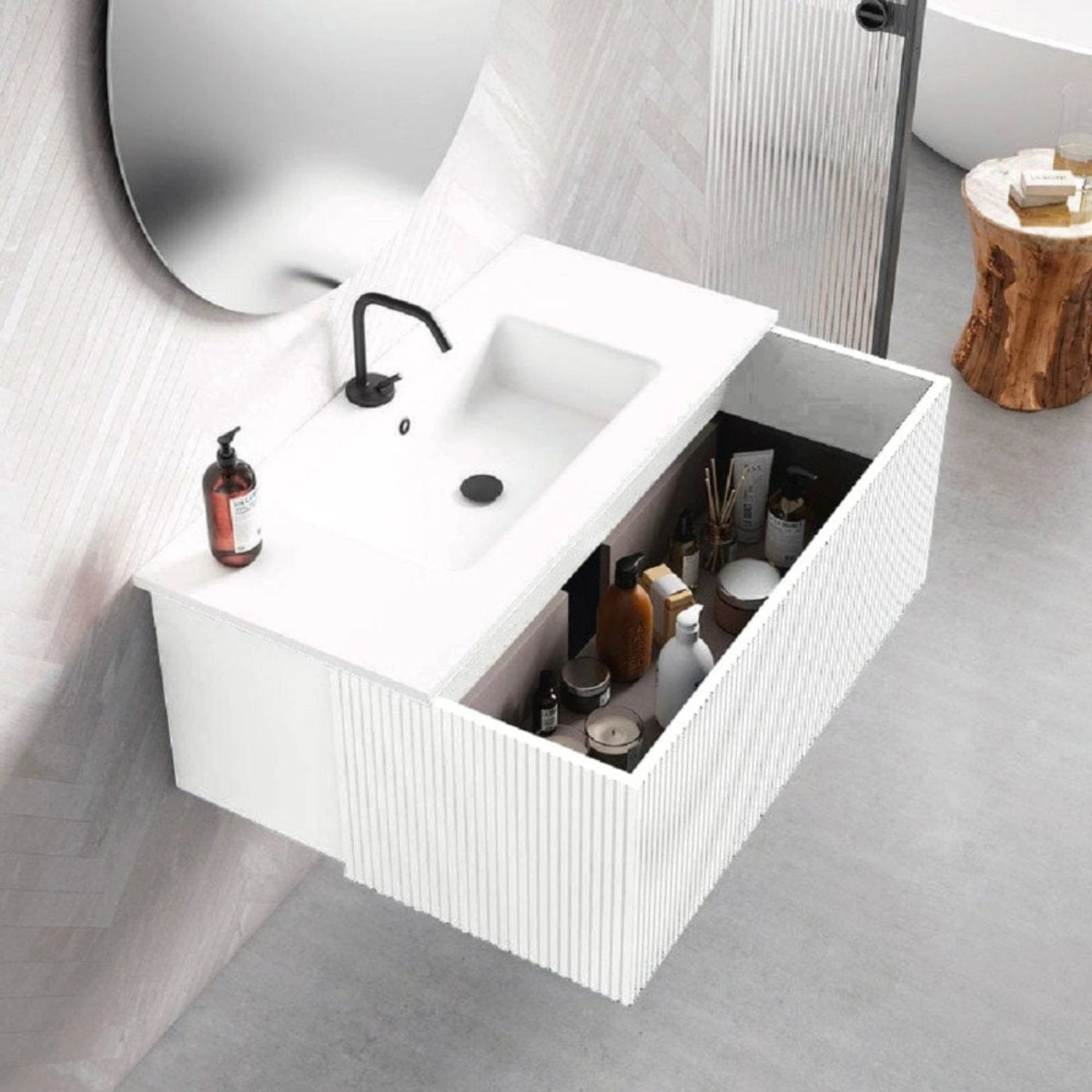 Lucena Bath Bari 24 Vanity, Top, Vessel Sink Ceramic Sink, White/Grey/Green/Navy - Backyard Provider