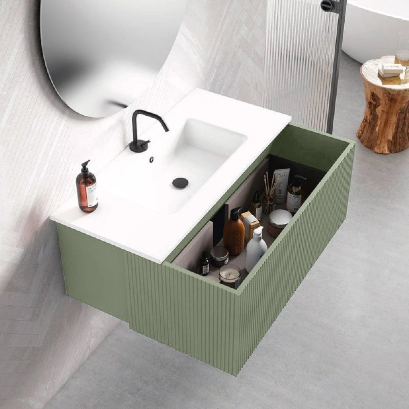 Lucena Bath Bari 24 Vanity, Top, Vessel Sink Ceramic Sink, White/Grey/Green/Navy - Backyard Provider