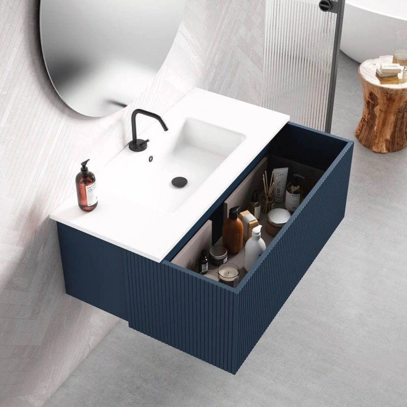 Lucena Bath Bari 24 Vanity, Top, Vessel Sink Ceramic Sink, White/Grey/Green/Navy - Backyard Provider