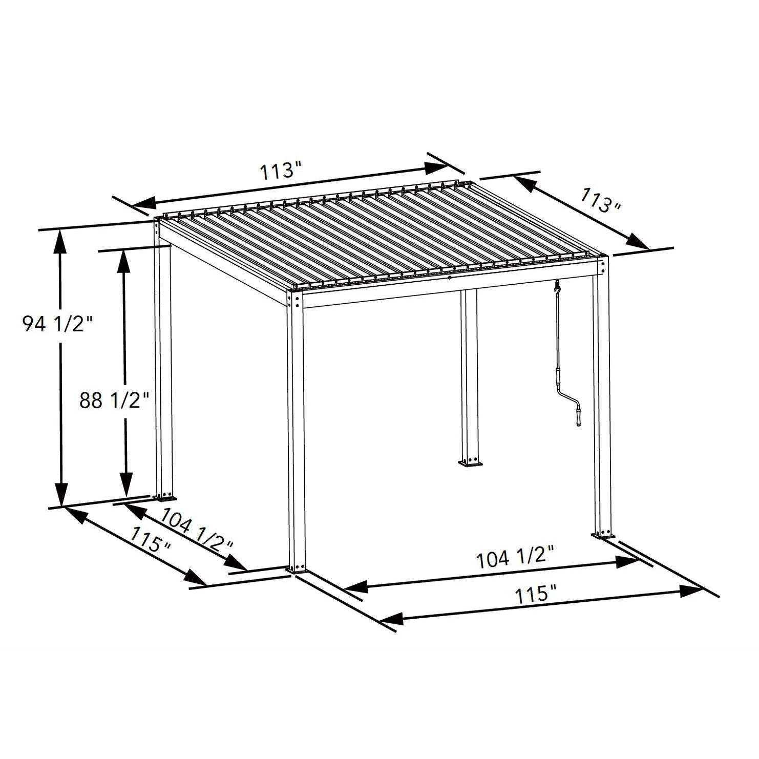 Bon Pergola 10' x 10' Manual Aluminum Louver Starry Pergola - BP-MASP-DG-10X10