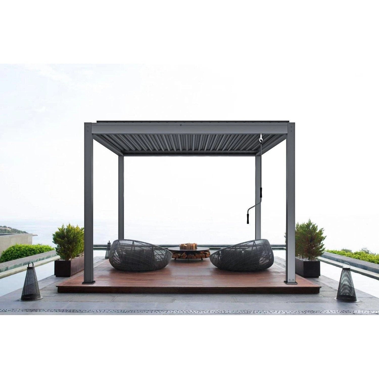 Bon Pergola 10' x 10' Manual Aluminum Louver Starry Pergola - BP-MASP-DG-10X10