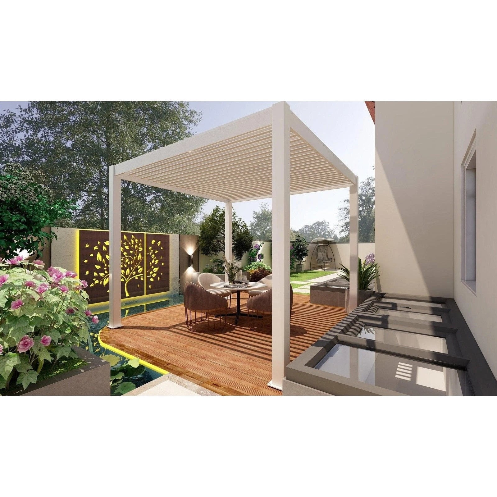 Bon Pergola 10' x 13' Freestanding Louvered Villa Pergola - VP-4325-DG