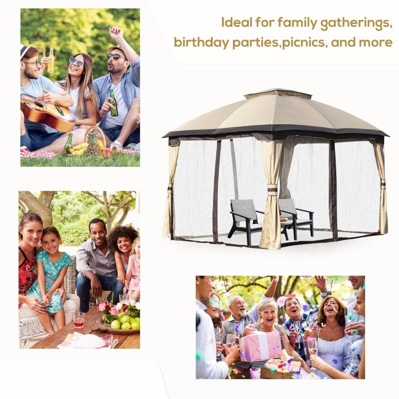 Outsunny 10' x 12' Outdoor Gazebo, Patio Gazebo Canopy - 84C-210BG