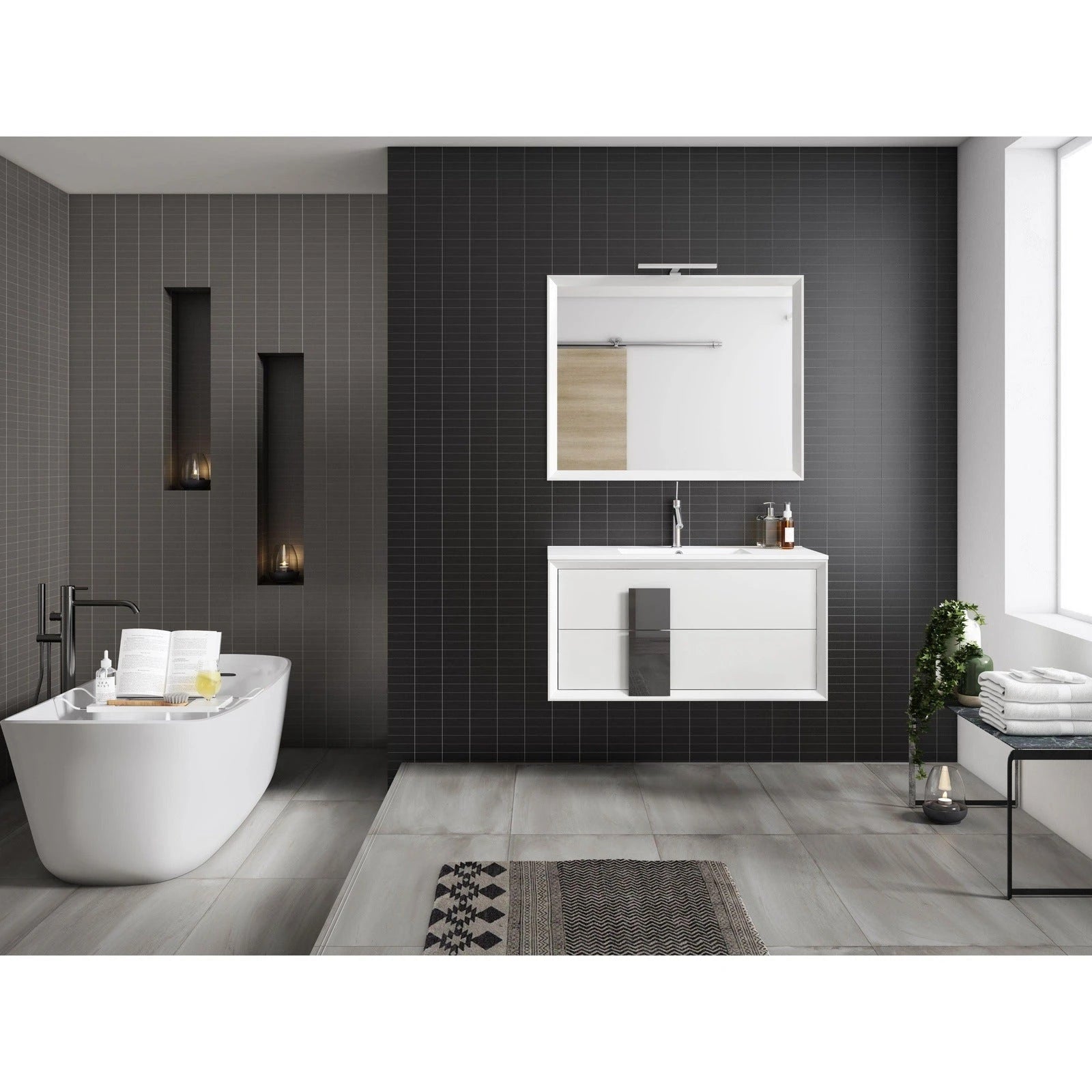 Lucena Bath Décor Cristal 24 Floating Bathroom Vanity in White, Black, Grey, White and Black, White and Grey or Black and Grey - Backyard Provider