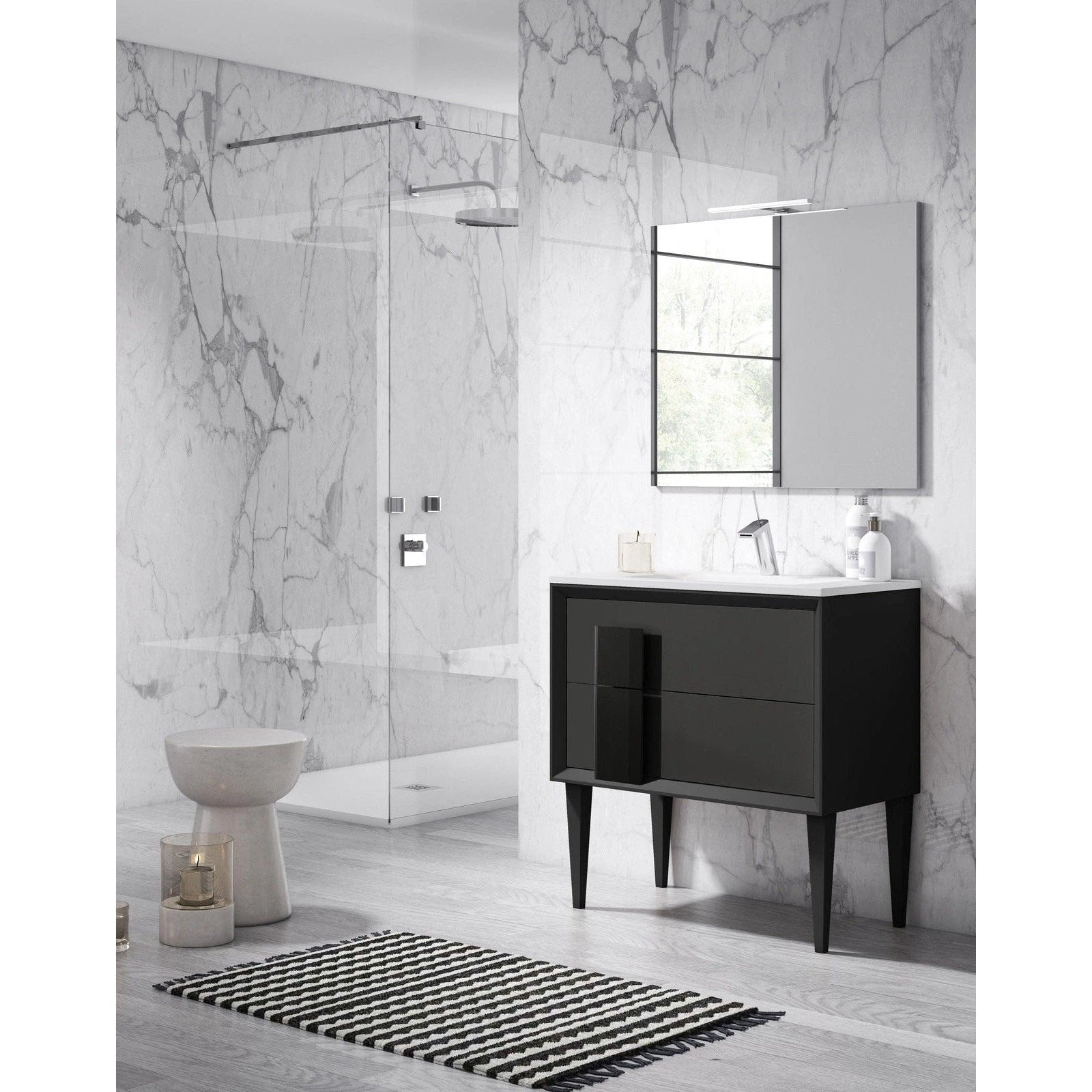 Lucena Bath Décor Cristal 24 Freestanding Bathroom Vanity in White/Black or Grey and glass handle - Backyard Provider