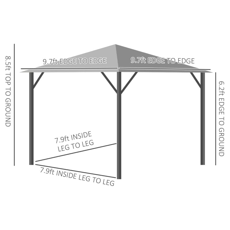 Outsunny 10' x 10' Patio Gazebo Aluminum Frame Outdoor Canopy - 84C-322GY