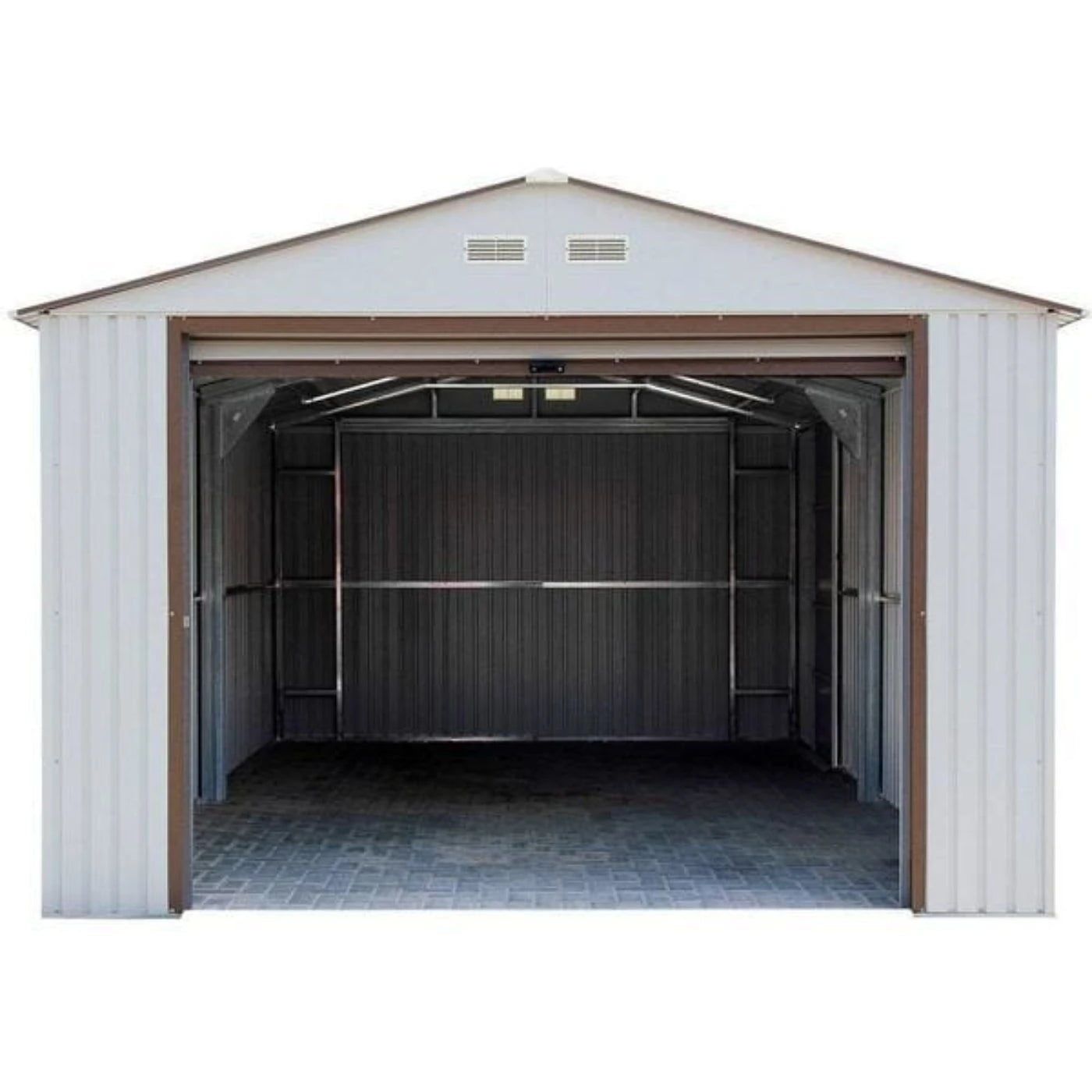 Duramax 12' x 20' Imperial Metal Garage Off White Brown 50931 - Backyard Provider