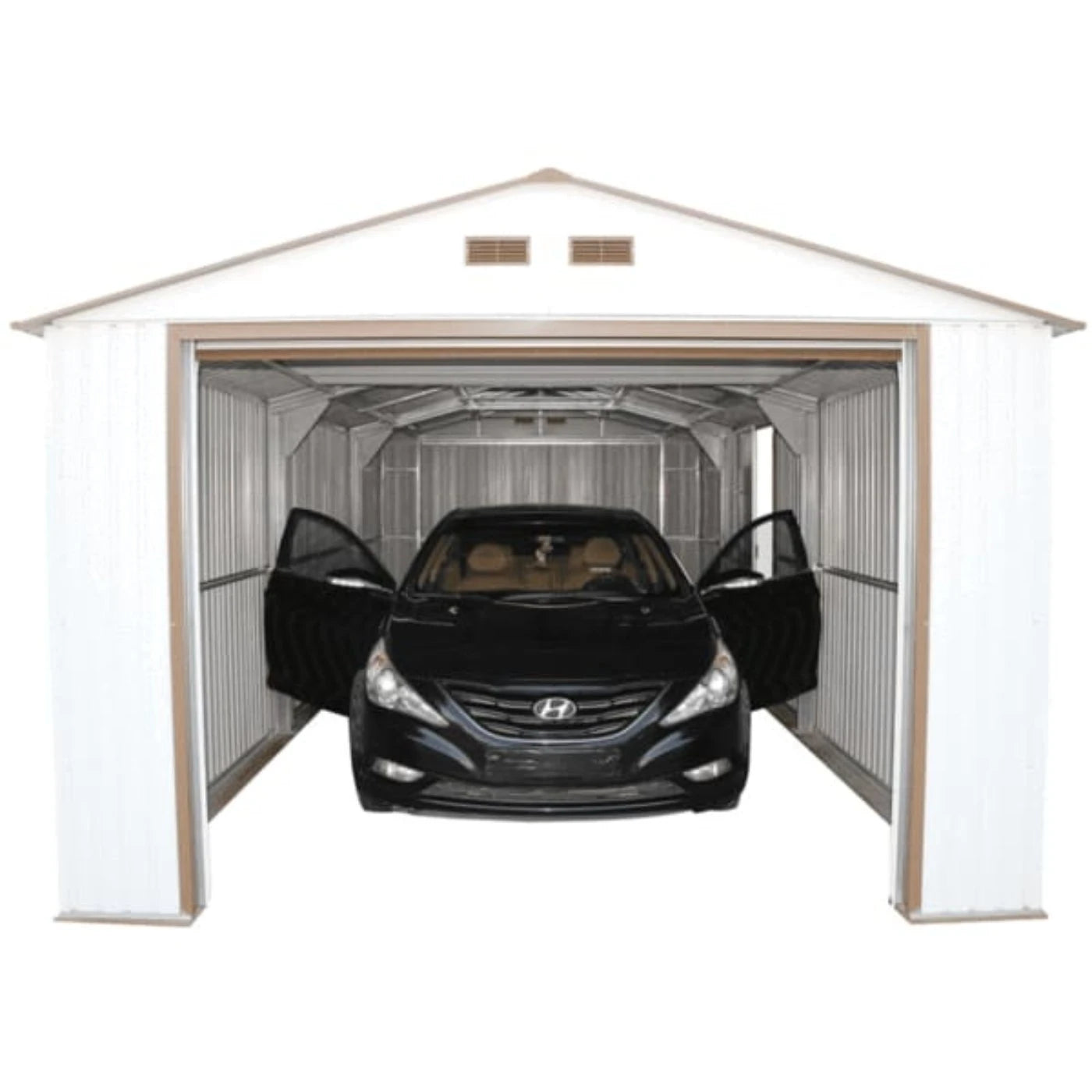 Duramax 12' x 20' Imperial Metal Garage Off White Brown 50931 - Backyard Provider