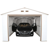 Duramax 12' x 20' Imperial Metal Garage Off White Brown 50931 - Backyard Provider