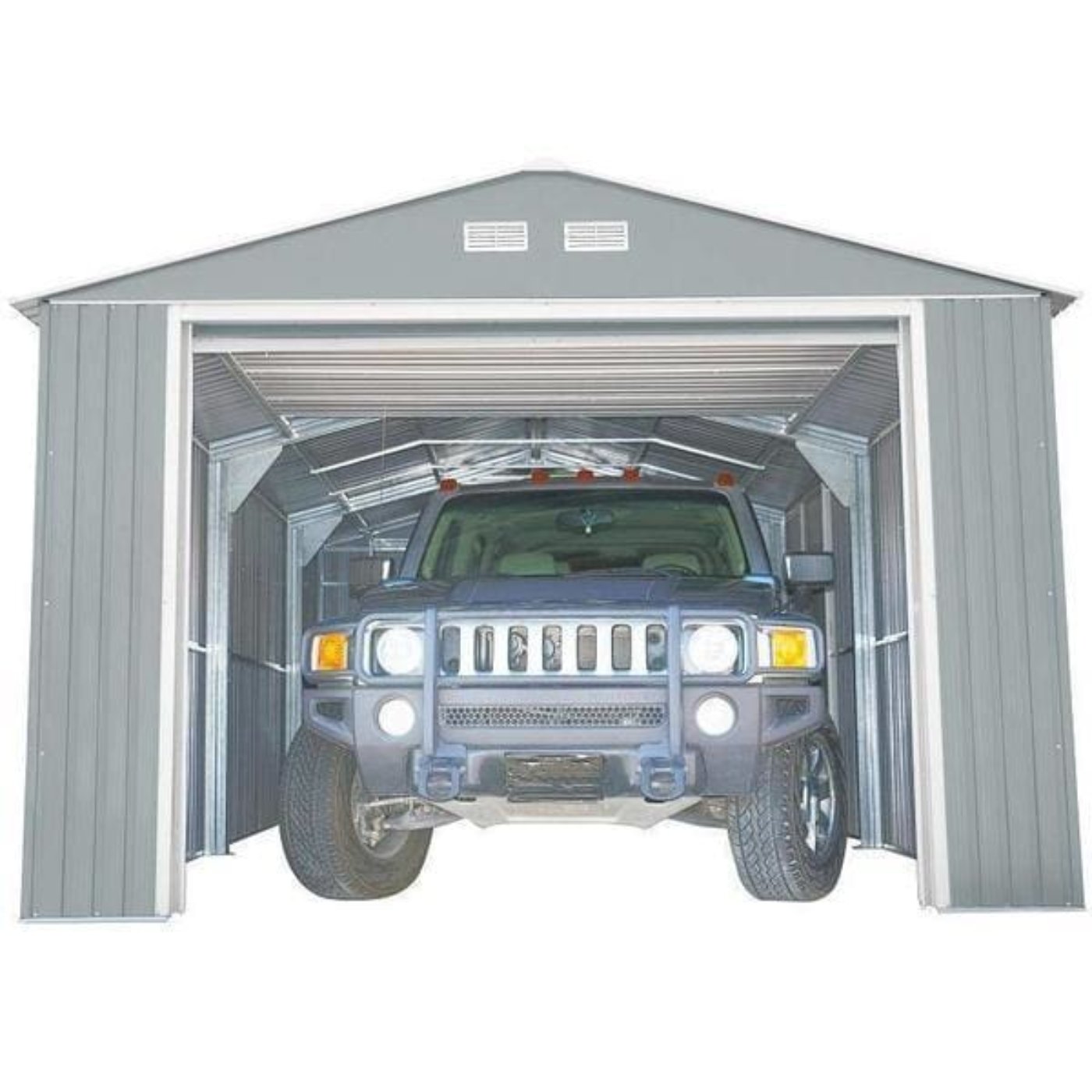 Duramax 12'x20' Imperial Metal Garage  Light Gray w/Off White 50952 - Backyard Provider