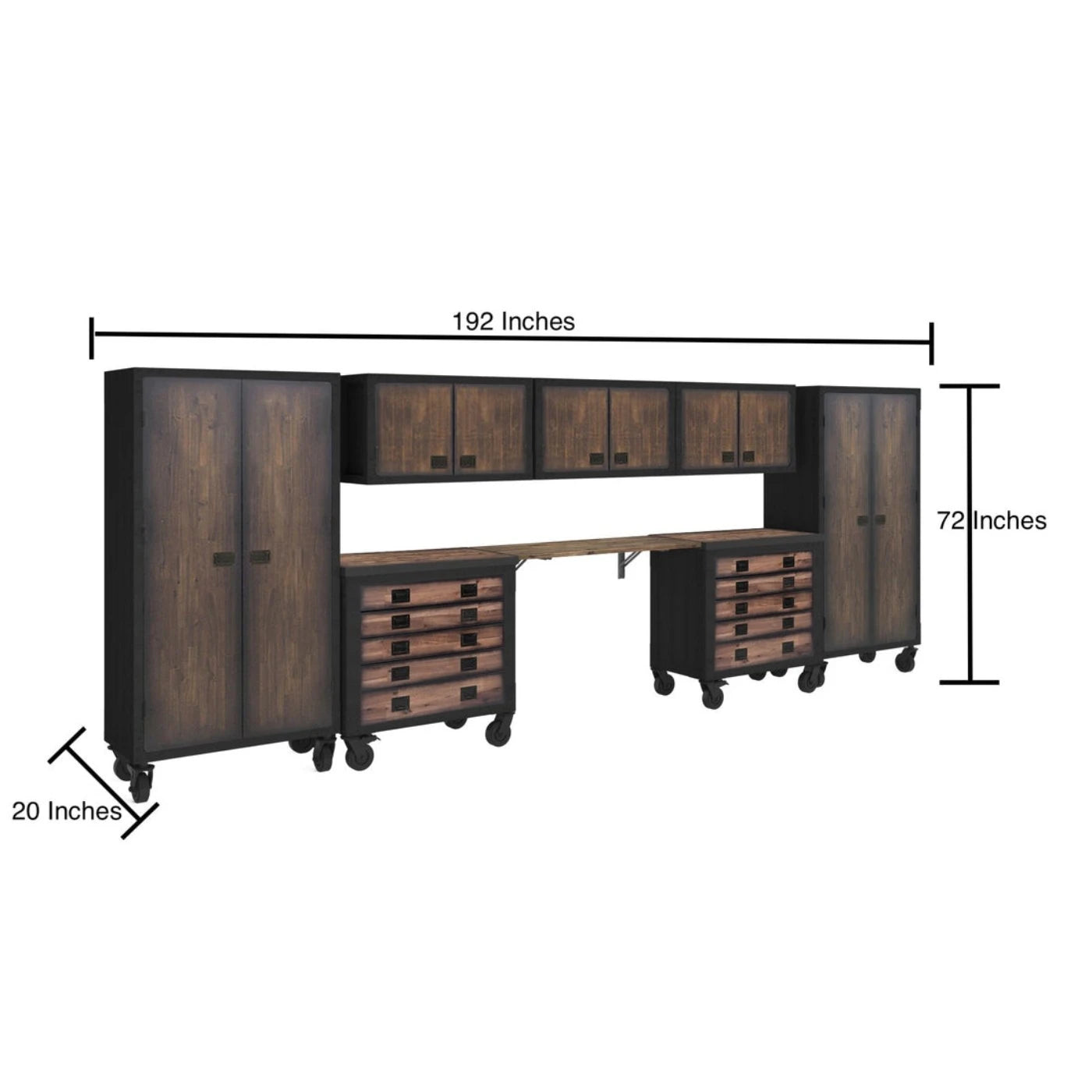 Duramax 8-Piece Garage Storage Combo Set w/ Tool Chests,Wall Cabinets,Folding Table and Free Standing Cabinets