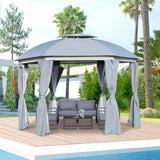 Outsunny 12' x 12' Round Outdoor Patio Gazebo Canopy - 84C-214CG