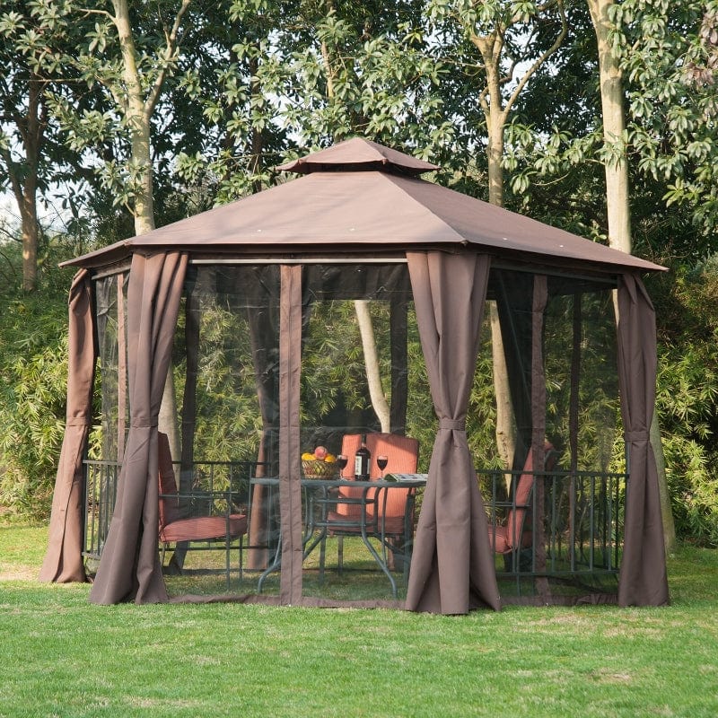 Outsunny 13' x 13' Party Tent, 2 Tier Outdoor Hexagon Patio Canopy - 84C-052CF