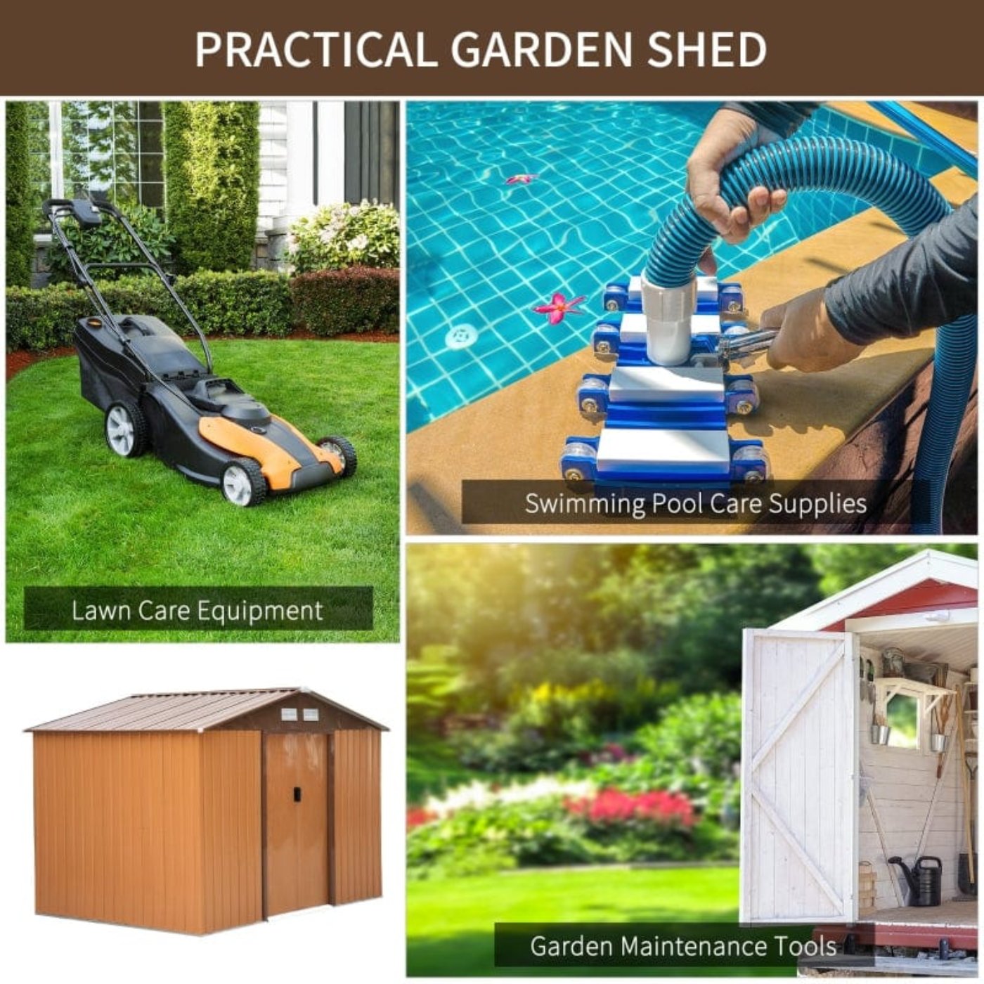 Outsunny 9' x 6.5' x 6.5' Outdoor Backyard Garden Tool Shed - 845-031YL