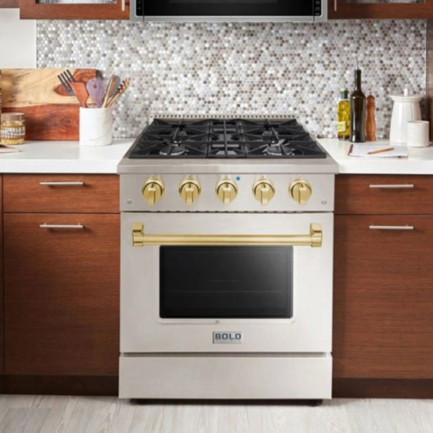 Hallman BOLD 30 4.2 Cu.Ft. 4 Burner Freestanding Dual Fuel Range and Electric Oven - HBRDF30