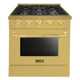 Hallman BOLD GOLD 30 4.2 Cu. Ft. 4 Burner Freestanding Dual Fuel Range and Electric Oven - HBRDF30GD