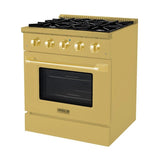 Hallman BOLD GOLD 30 4.2 Cu. Ft. 4 Burner Freestanding Dual Fuel Range and Electric Oven - HBRDF30GD