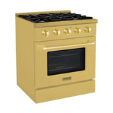 Hallman BOLD GOLD 30 4.2 Cu. Ft. 4 Burner Freestanding Dual Fuel Range and Electric Oven - HBRDF30GD