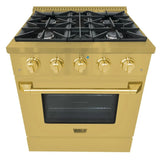 Hallman BOLD GOLD 30 4.2 Cu. Ft. 4 Burner Freestanding Dual Fuel Range and Electric Oven - HBRDF30GD