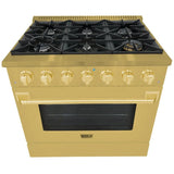 Hallman BOLD GOLD 36 5.2 Cu. Ft. 6 Burner Freestanding Dual Fuel Range and Electric Oven - HBRDF36GD