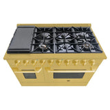 Hallman BOLD GOLD 48 6.7 Cu. Ft. 8 Burner Freestanding Dual Fuel Range and Electric Oven - HBRDF48GD