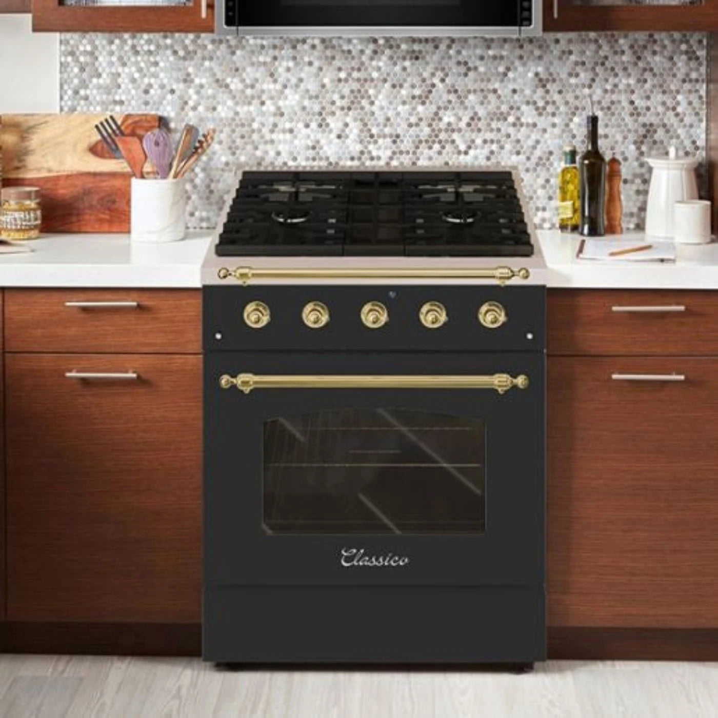 Hallman CLASSICO 30 4.2 Cu.Ft. 4 Burner Freestanding Dual Fuel Range and Electric Oven - HCLRDF30