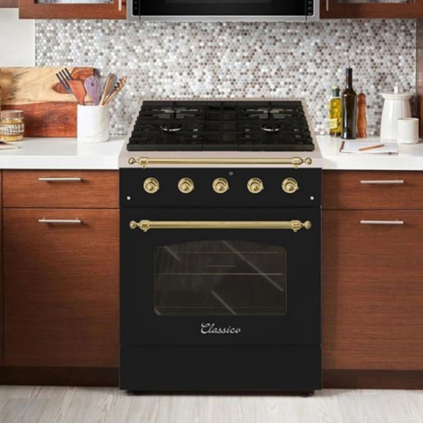 Hallman CLASSICO 30 4.2 Cu.Ft. 4 Burner Freestanding Dual Fuel Range and Electric Oven - HCLRDF30