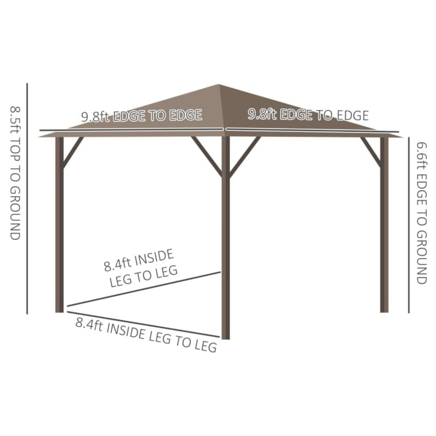 Outsunny 10x10 Hardtop Gazebo with Aluminum Frame - 84C-094V01