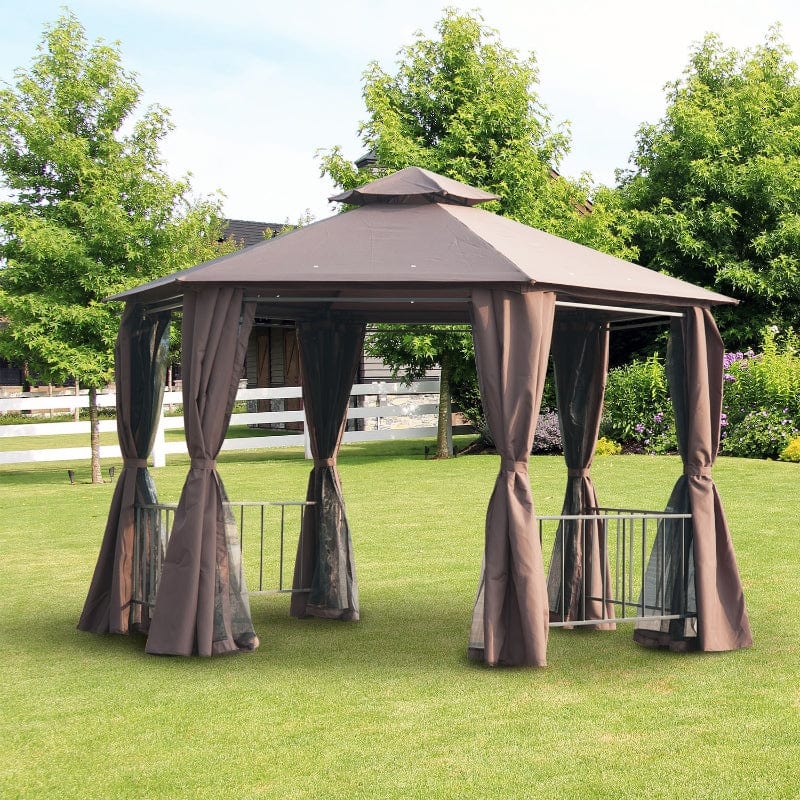 Outsunny 13' x 13' Party Tent, 2 Tier Outdoor Hexagon Patio Canopy - 84C-052CF