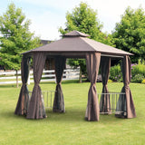 Outsunny 13' x 13' Party Tent, 2 Tier Outdoor Hexagon Patio Canopy - 84C-052CF