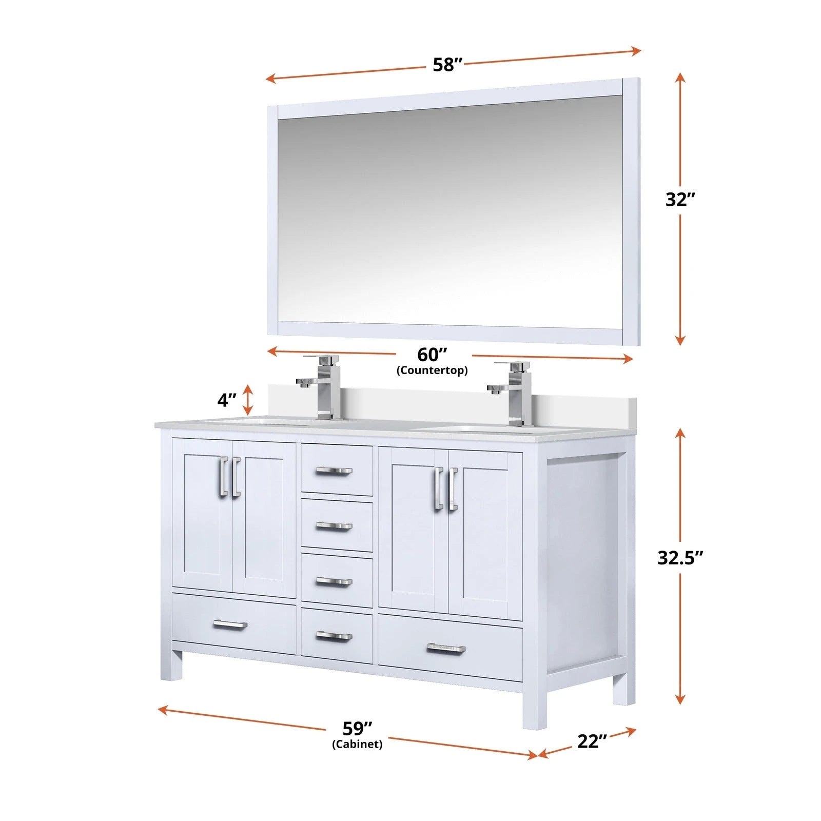 Jacques 60 x 22 Double Bath Vanity - Backyard Provider