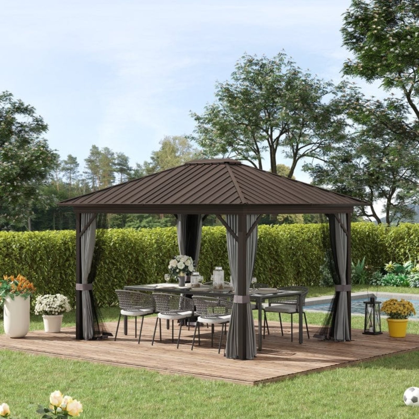 Outsunny 10x12 Hardtop Gazebo with Aluminum - 84C-095CG