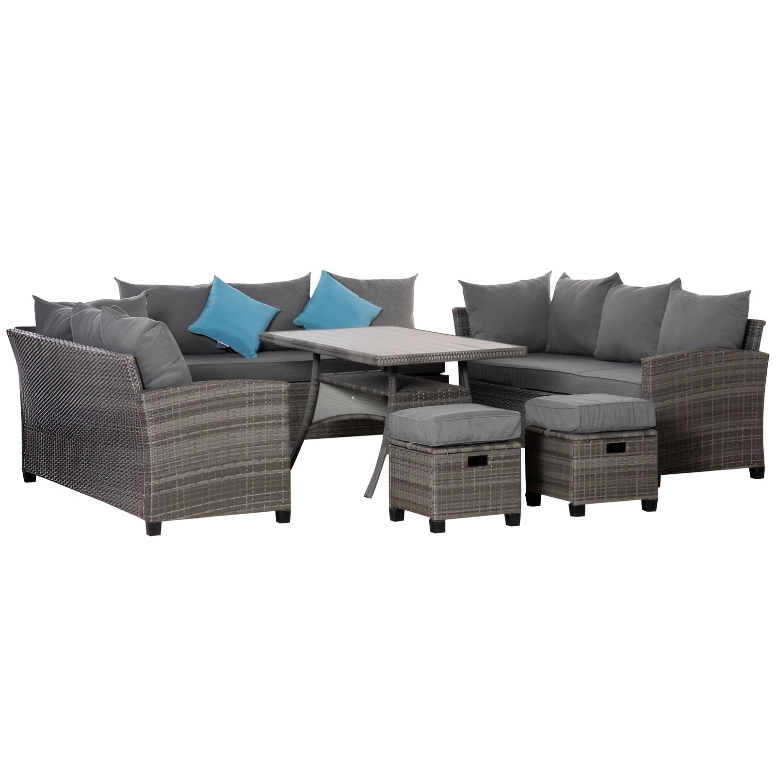 Outsunny 6 Piece Patio Wicker Conservatory Sofa Set - 860-193GY