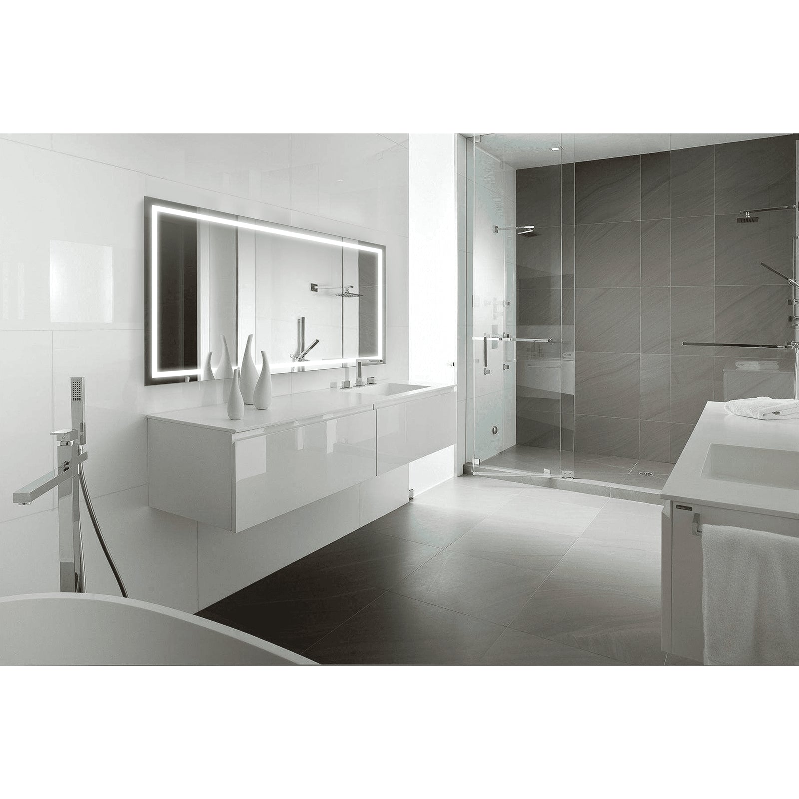 Krugg Icon 72 X 36 LED Bathroom Mirror with Dimmer & Defogger Large Lighted Vanity Mirror ICON7236