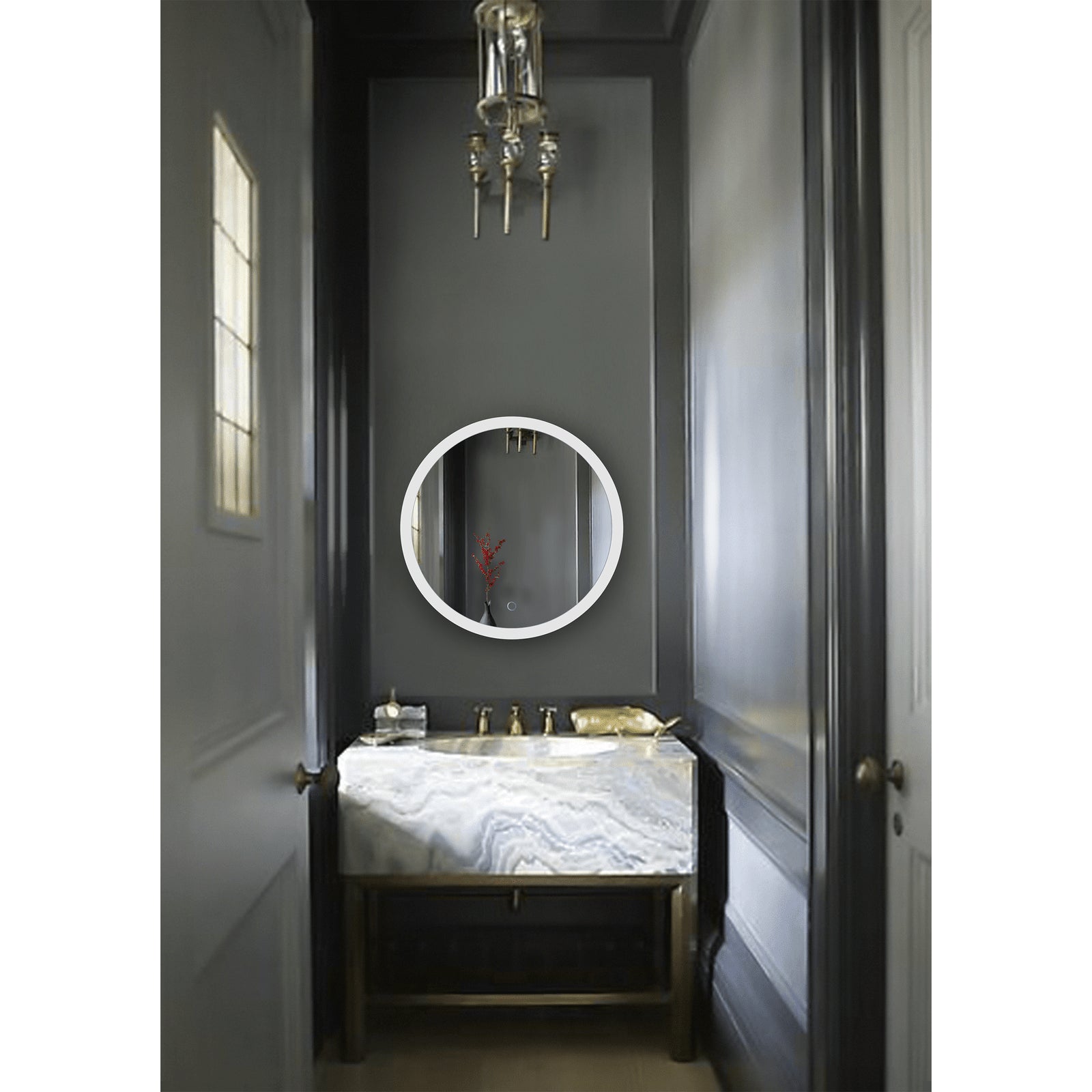 Krugg Icon Round 24 x 24 LED Bathroom Mirror with Dimmer & Defogger Round Lighted Vanity Mirror ICON2424R - Backyard Provider