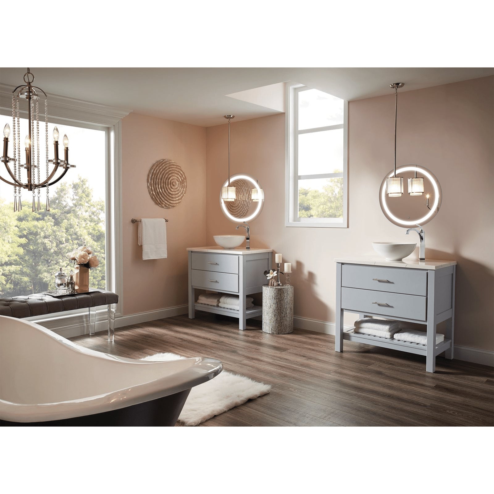 Krugg Icon Round 24 x 24 LED Bathroom Mirror with Dimmer & Defogger Round Lighted Vanity Mirror ICON2424R - Backyard Provider