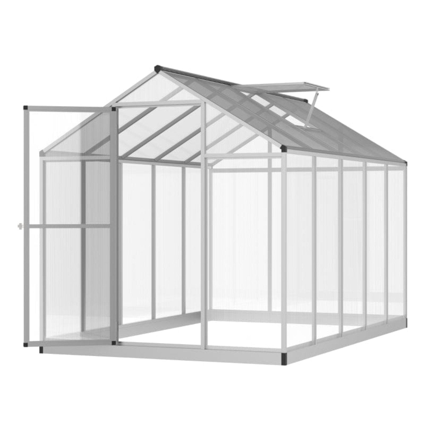 Outsunny 12' x 6' Aluminum Greenhouse, Polycarbonate Walk-in Garden Greenhouse - 845-540V02SR