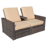 Outsunny 3 Piece Outdoor Rattan Patio Sofa Set Recliner Lounge - 01-0608