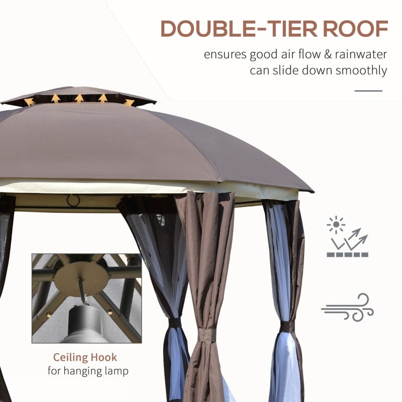 Outsunny 12' x 12' Round Outdoor Patio Gazebo Canopy - 84C-214BN