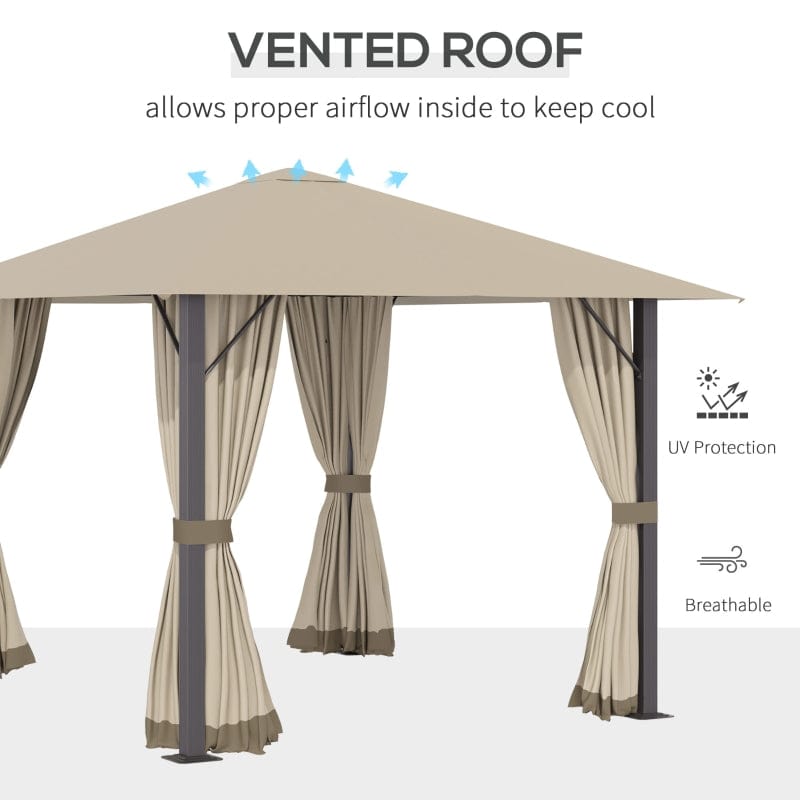 Outsunny 10' x 10' Patio Gazebo Aluminum Frame Outdoor Canopy Shelter - 84C-322BG