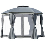 Outsunny 12' x 12' Round Outdoor Patio Gazebo Canopy - 84C-214CG