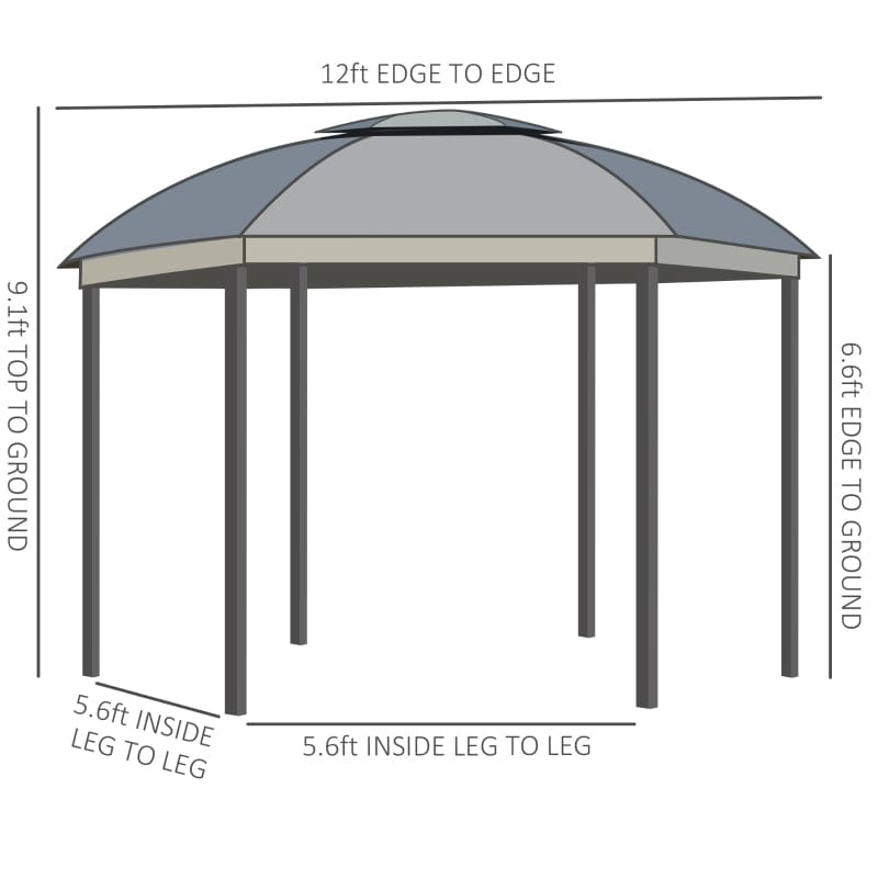 Outsunny 12' x 12' Round Outdoor Patio Gazebo Canopy - 84C-214CG