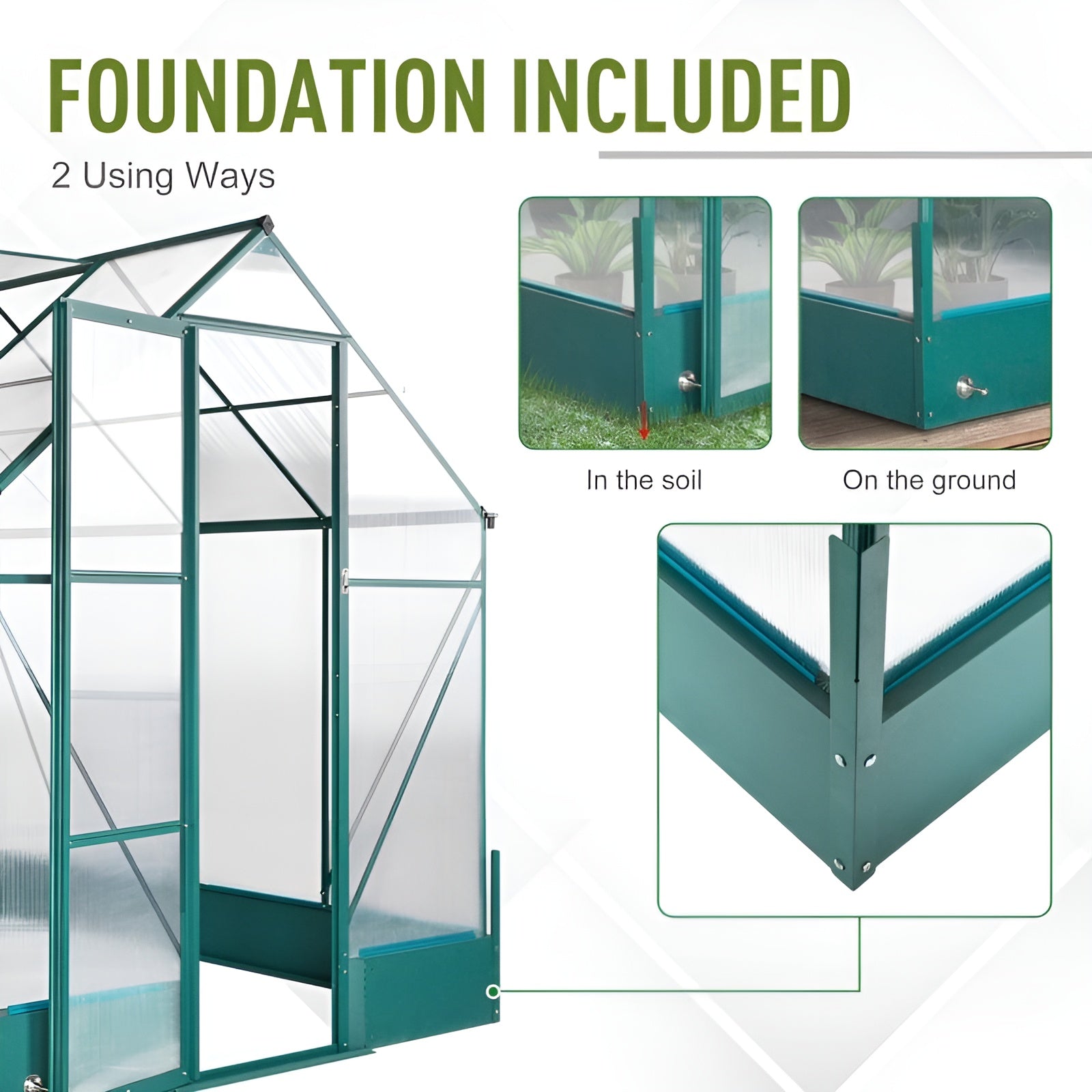 Outsunny 10' x 6' x 7' Polycarbonate Portable Walk-In Garden Greenhouse - 845-059V01