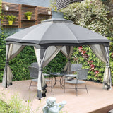 Outsunny 10' x 12' Outdoor Gazebo, Patio Gazebo Canopy - 84C-210GY