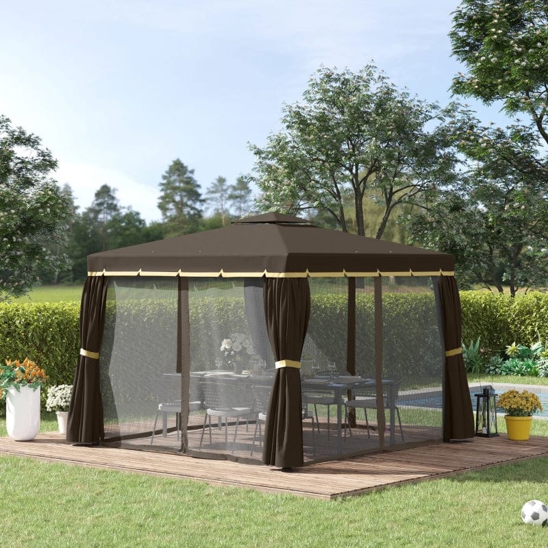 Outsunny 10' x 10' Patio Gazebo Outdoor Canopy Shelter - 84C-269CF