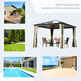 Outsunny 10' x 10' Metal Gazebo, Steel and Polycarbonate Hardtop - 01-0871