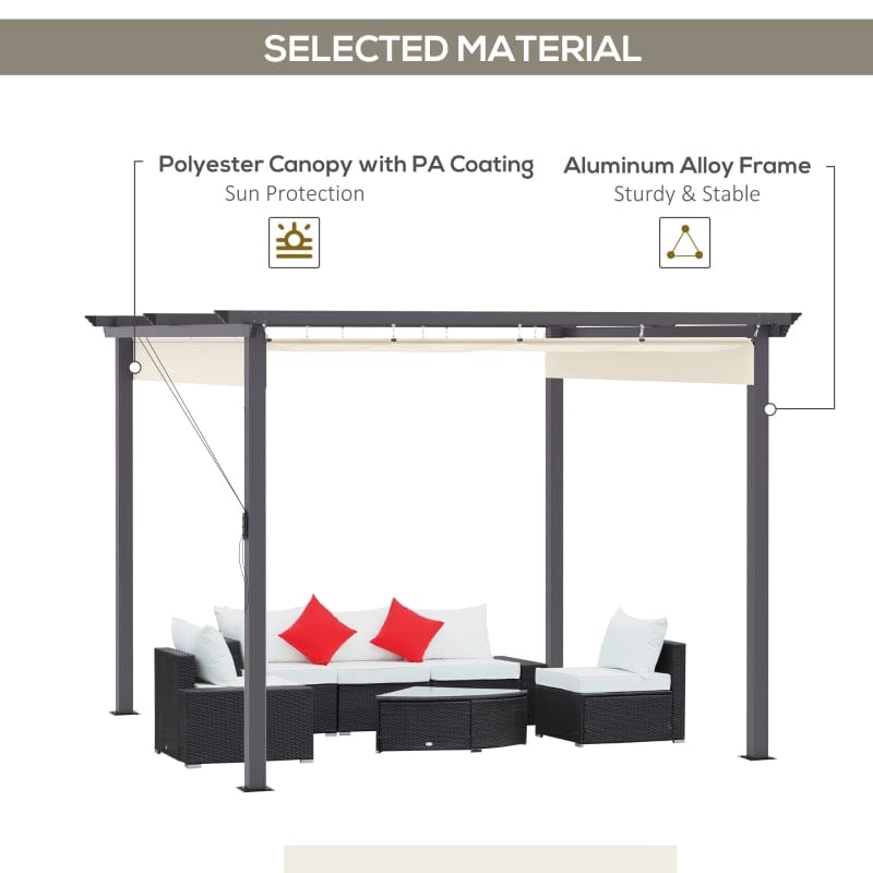 Outsunny 10' x 10' Retractable Pergola Canopy Patio Gazebo - 84C-287