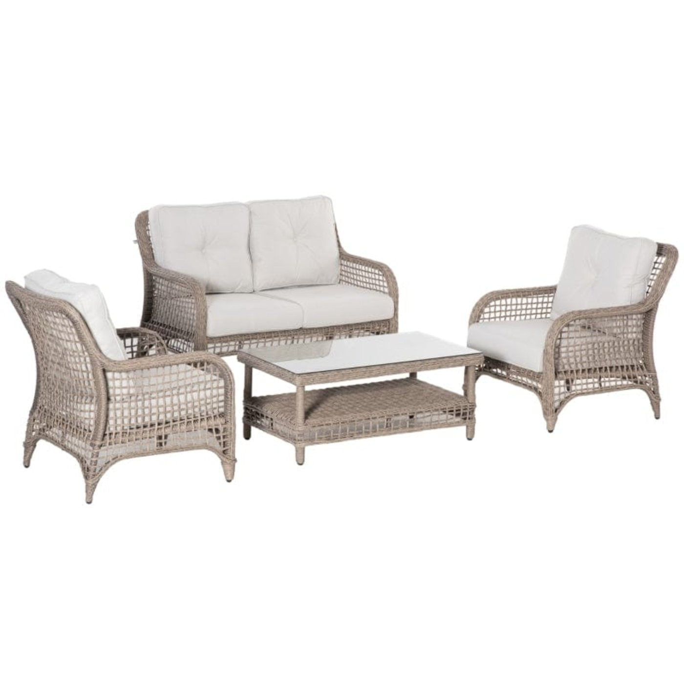 Outsunny 4-Piece Patio Sofa Set Outdoor Wicker Patio Conversation Sets - 860-222V01