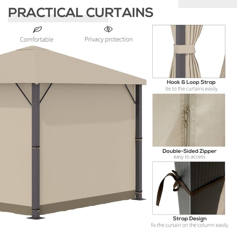 Outsunny 10' x 10' Patio Gazebo Aluminum Frame Outdoor Canopy Shelter - 84C-322BG